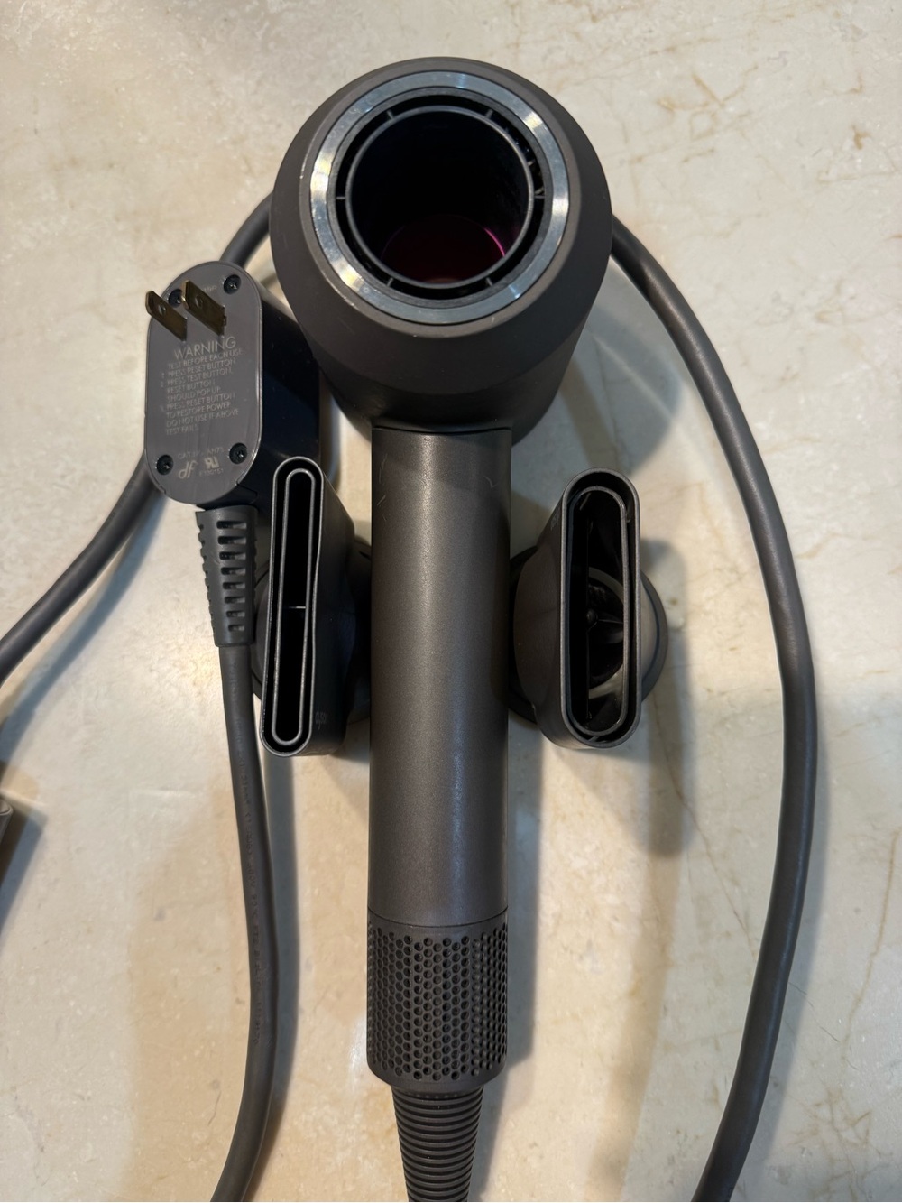 Dyson Hair Dryer in Charcoal with Fuchsia Trim - Picture 3 of 4